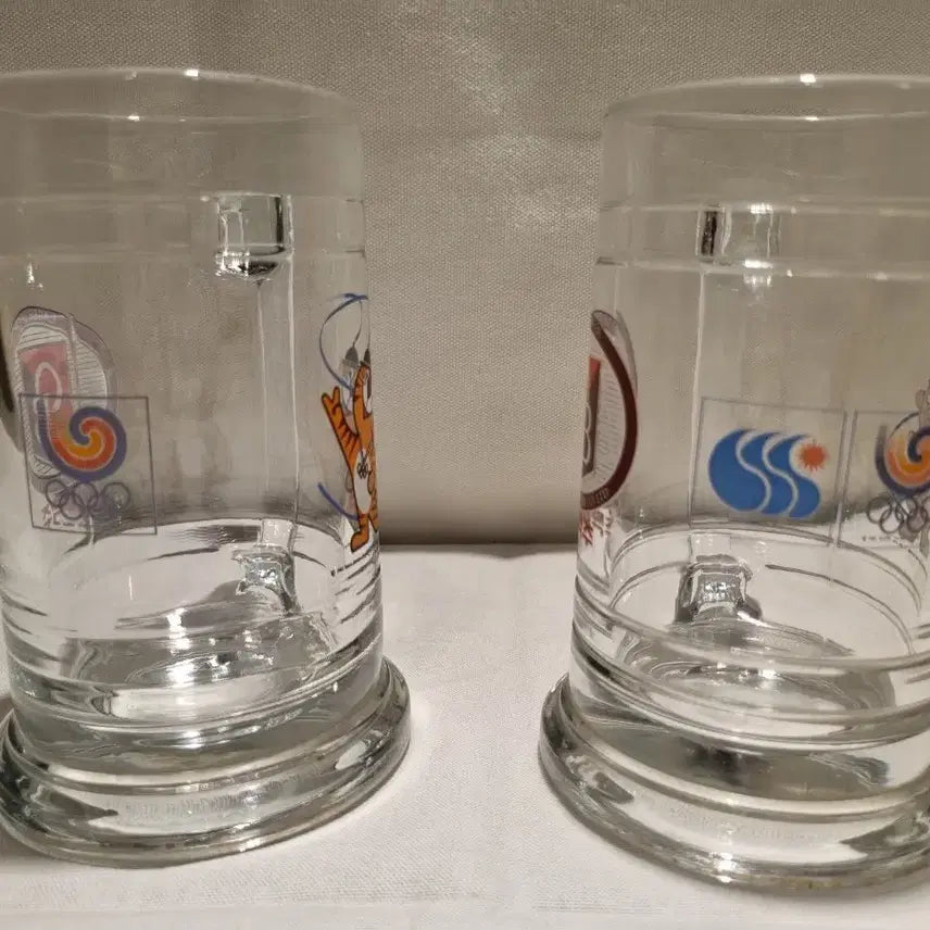 [BUNJANG] OB Beer 1988 Seoul Olympics Hodori Beer Glasses (Set of 2) / OB맥주 88올림픽 호돌이 맥주잔 2개