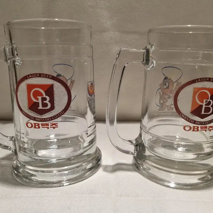 [BUNJANG] OB Beer 1988 Seoul Olympics Hodori Beer Glasses (Set of 2) / OB맥주 88올림픽 호돌이 맥주잔 2개