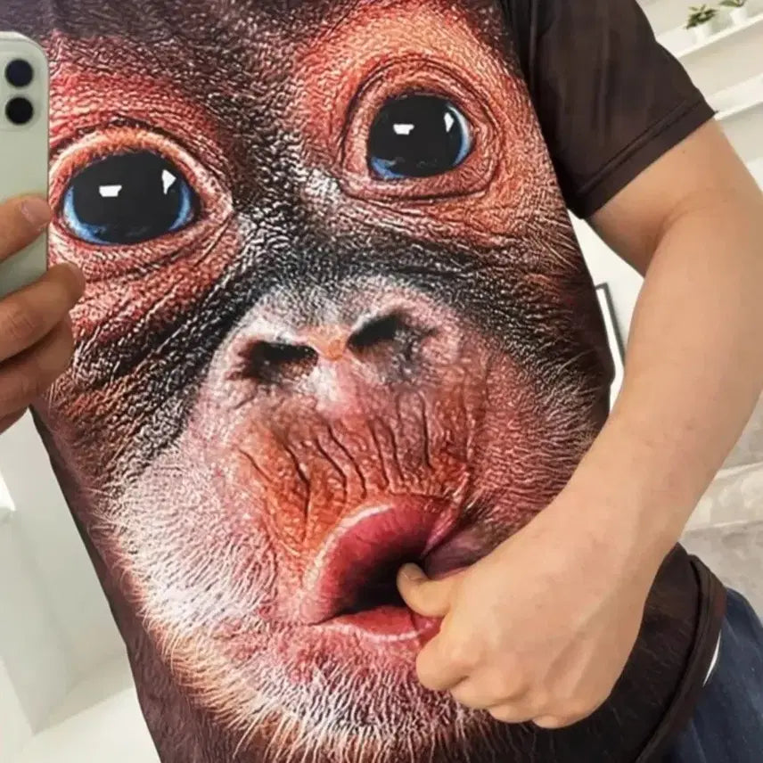 [BUNJANG] Orangutan Monkey Face Printing T-Shirt 2XL / 오랑우탄 원숭이 얼굴 프린팅 티셔츠 2XL(105~110)