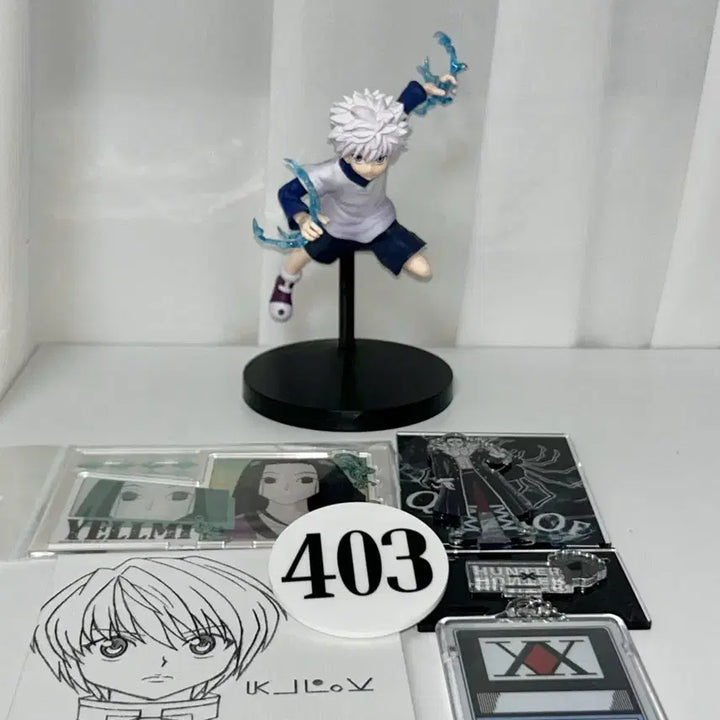 [BUNJANG] Hunter x Hunter Killua Figure, Illumi Clo-Acrylic, and License Card Set / 헌터x헌터 키르아 반프레스토 피규어 이르미 클로로 아크릴 헌터헌터 라이센스