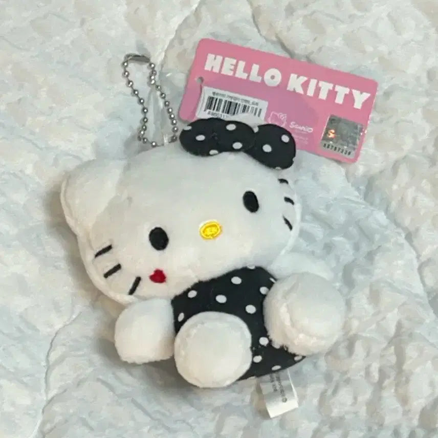 [BUNJANG] Sanrio Hello Kitty Black Dot Costume Doll Keyring / 택0,새상품) 산리오 헬로키티 블랙 도트 코스튬 인형 키링