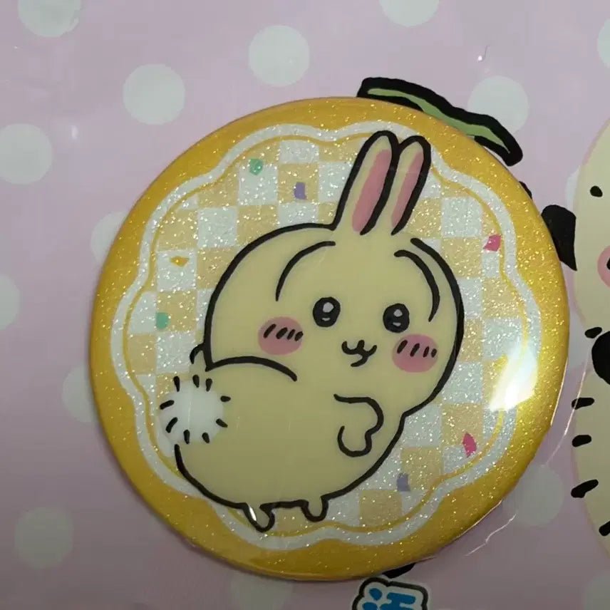 [BUNJANG] Chiikawa Usagi Glitter Can Badge / 치이카와 우사기 먼작귀 글리터 캔뱃지