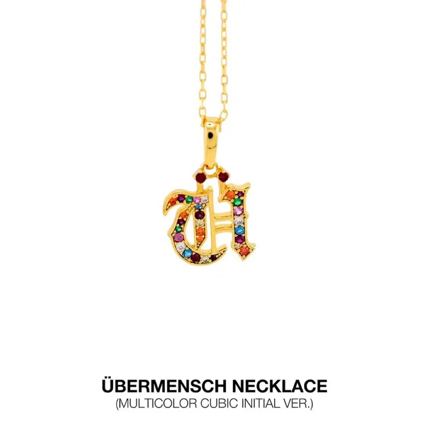 [BUNJANG] G-Dragon Wemench Necklace (Multi-color Cubic Initial Version) / 지드래곤 위버멘쉬 목걸이 (멀티 컬러 큐빅 이니셜버전)