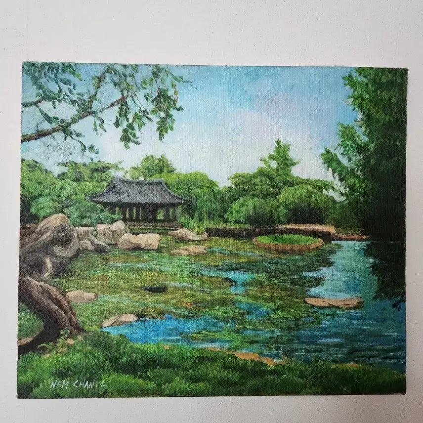 [BUNJANG] Lee Nam-Chan "Green Garden" Original Oil Painting / 이남찬 화백의 풍경유화 원화 "초록정원"