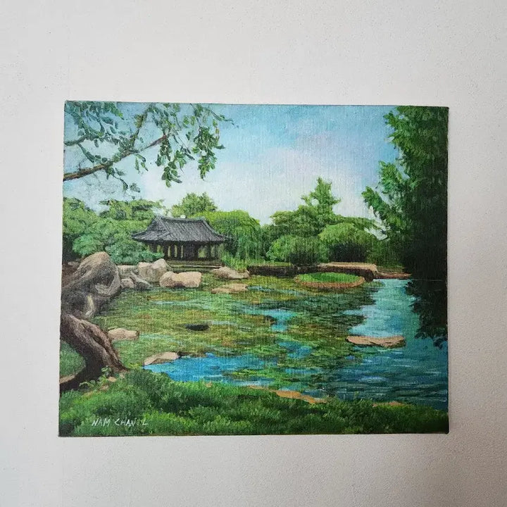 [BUNJANG] Lee Nam-Chan "Green Garden" Original Oil Painting / 이남찬 화백의 풍경유화 원화 "초록정원"