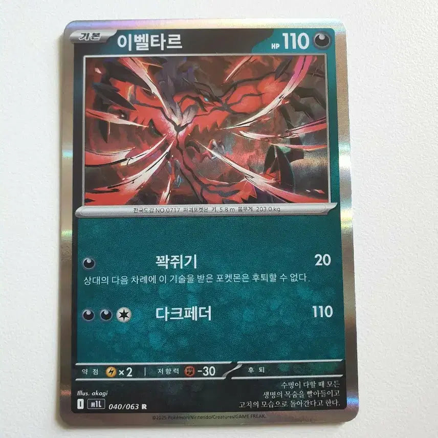 [BUNJANG] Yveltal Pokemon Card / 이벨타르 포켓몬카드