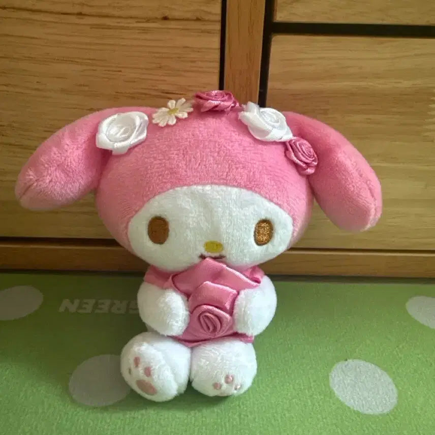 [BUNJANG] Sanrio My Melody Pink Flower Plush Doll / 산리오 마이멜로디 핑크 꽃 장식 인형 정품