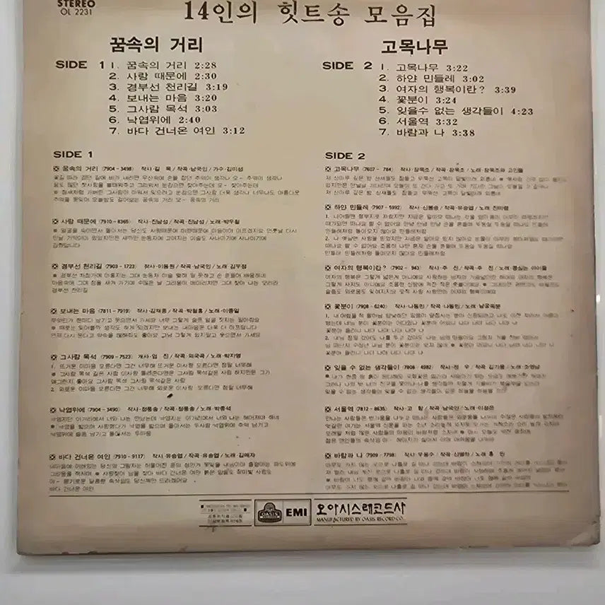 [BUNJANG] Various Artists 14 Hit Songs LP / 14인의 힛트송 LP / EX
