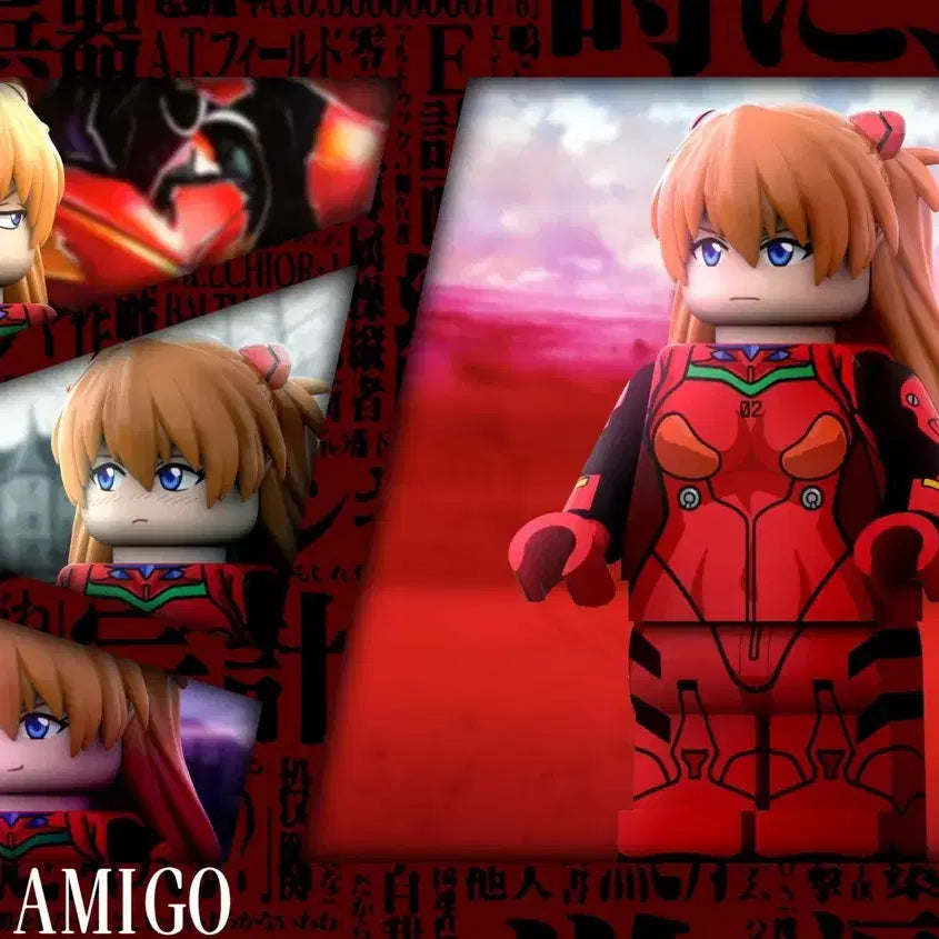 [BUNJANG] Holla Amigo Evangelion Asuka Custom Lego Minifigure / 홀라아미고 에반게리온 아스카 커스텀 레고 미니 피규어
