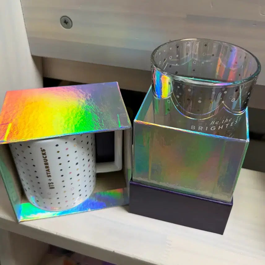 [BUNJANG] BTS Starbucks Collaboration Bearista Mood Lamp Mug &amp; Glass Set / BTS 방탄 스타벅스 콜라보