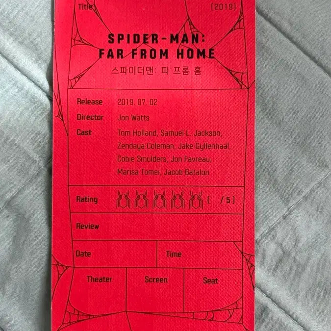 [BUNJANG] Spider-Man: Far From Home Original Ticket / 스파이더맨 파 프롬 홈 오리지널 티켓 선착순 판매 (더이상 가격내림x 네고x)
