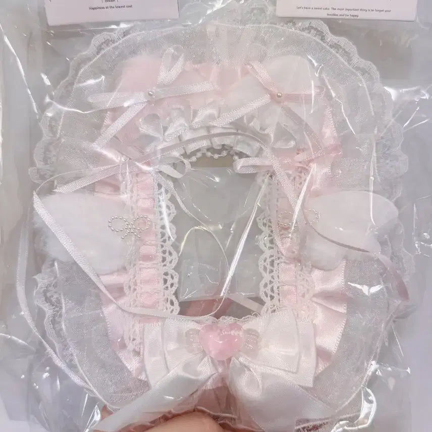 [BUNJANG] Handmade Pink &amp; White Lace Photocard Holder / 핑크 화이트 레이스 탑꾸 탑로더 꾸미기 핸드메이드 포카홀더