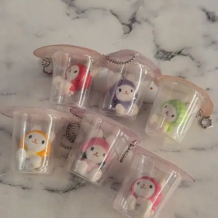 [BUNJANG] Classic Usazukin Cup Jelly Pudding Keyring Set (6 Types) / 고전 우사즈킨 컵 젤리 푸딩 키링 6종