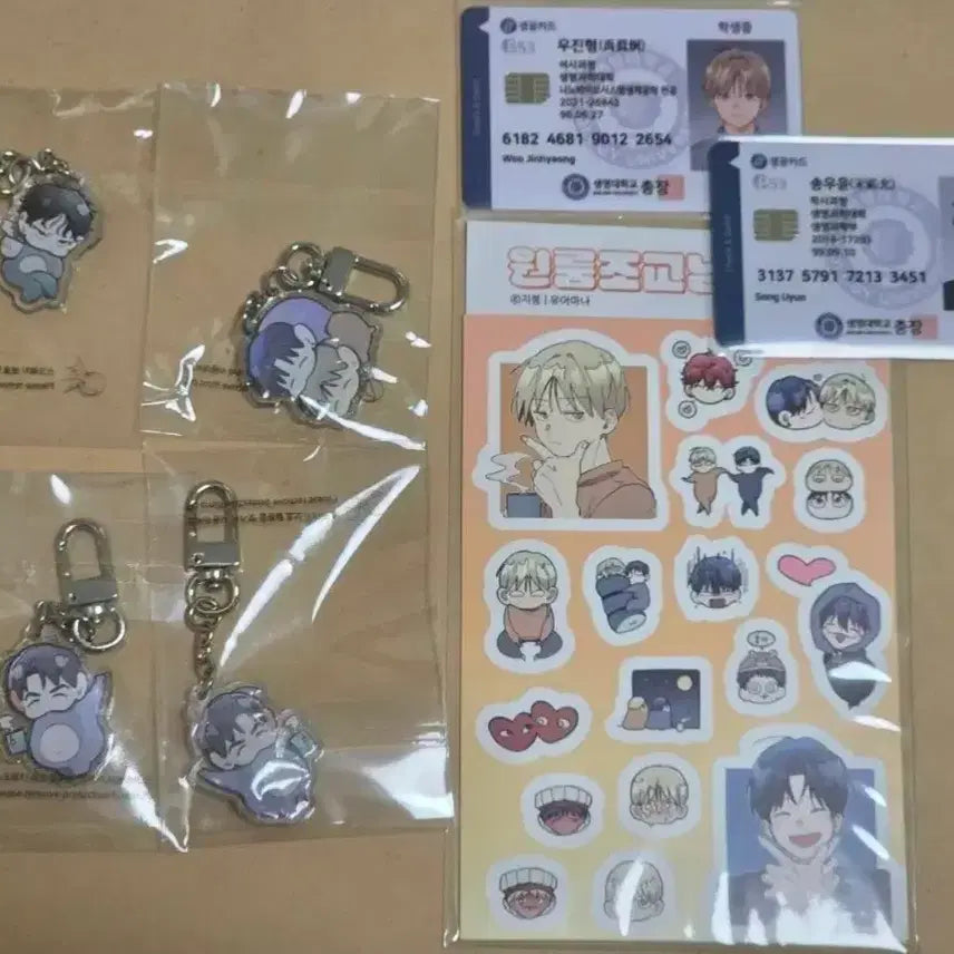 [BUNJANG] Wonroom Jogyonim Acrylic Keyring, Sticker, Student ID, Ballpoint Pen Bundle Set / 원룸조교님 아크릴 키링 스티커 학생증 볼펜 일괄