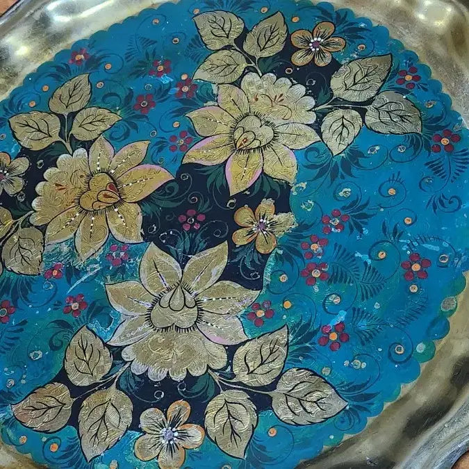 [BUNJANG] Antique Arabic Brass Serving Tray with Bonus Plate / 아랍 동 쟁반접시 + 덤