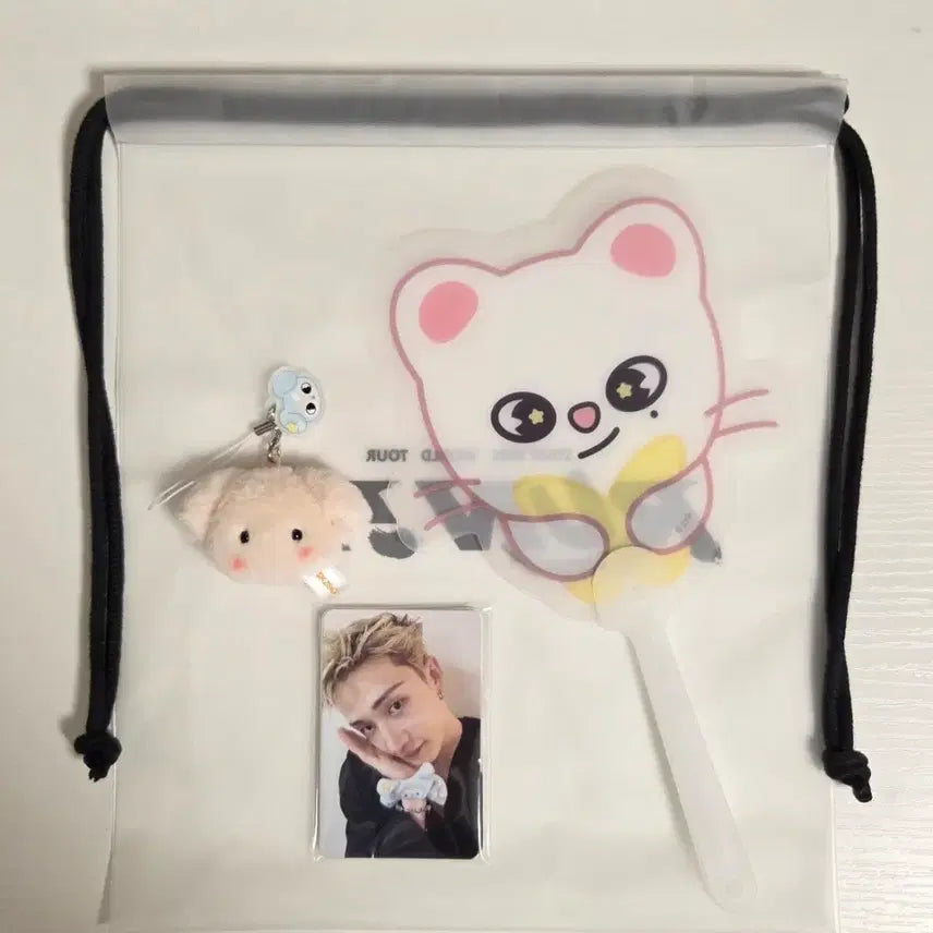 [BUNJANG] Stray Kids Concert Goods Bundle Set (Chan Photocard, Keyring, Fan) / 스트레이키즈 입장 포토세트 / 키링 / 부채 일괄