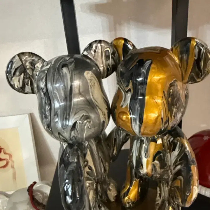 [BUNJANG] Handmade Bearbrick Style Piggy Bank Set - Marbled Paint / 베어브릭 물감마블 페인팅 직접수제 저금통 세트