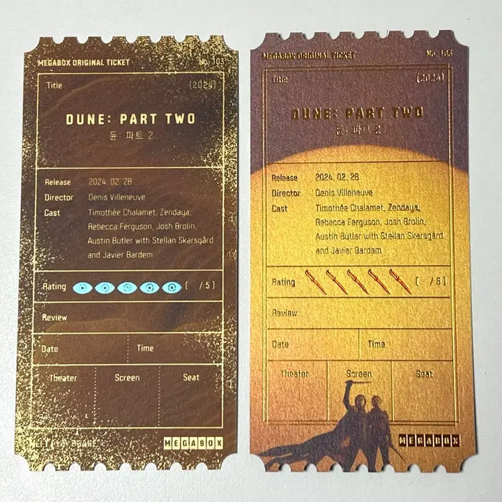 [BUNJANG] Dune: Part Two Megabox Original Ticket Bundle Set - Timothée Chalamet / [일괄] 듄 파트2 메가박스 오리지널 티켓 특전 티모시샬라메