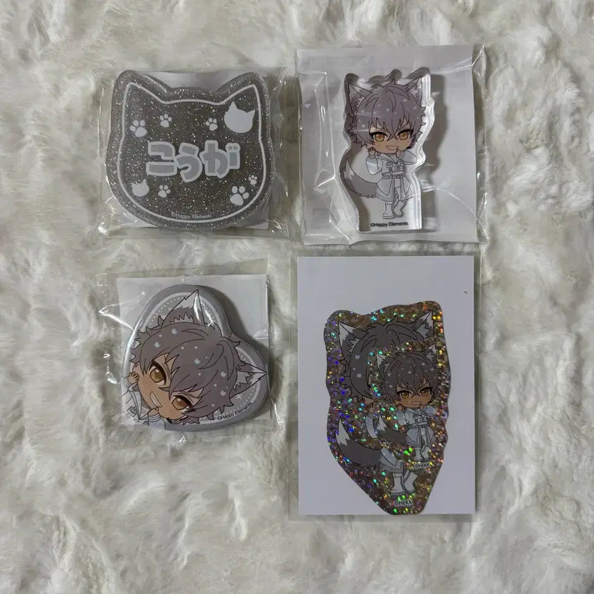 [BUNJANG] Ensemble Stars! NanJyaTown Collaboration Ogami Koga UNDEAD Korotto Name Acrylic Charm &amp; Hologram Sticker Set / 앙스타 난쟈타운 콜라보 오오가미 코가 언데드 코롯토 오나마에 하트 캔뱃지 홀로그램 스티커 냥자타운 아크릴 고양이 네임