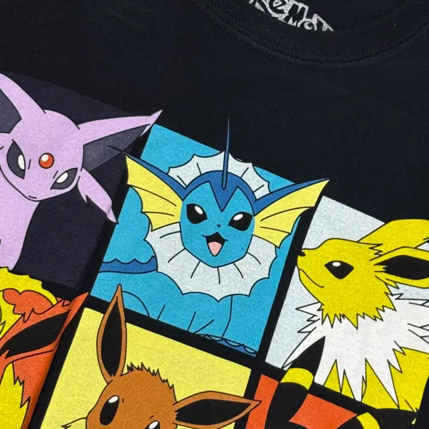 [BUNJANG] Anime Pokemon Eeveelution Graphic T-Shirt Black (Size S) / 포켓몬스터 이브이즈 반팔 티셔츠 블랙