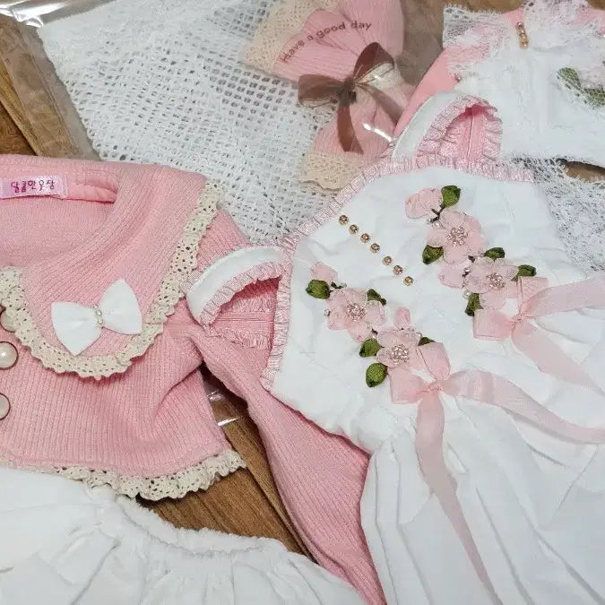 [BUNJANG] Sweet Closet SD Sweet Bella Pink &amp; White Dress Set / 구체관절인형 SD 달콤한옷장 달콤벨라 핑크화이트