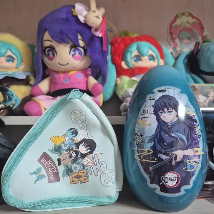 [BUNJANG] Demon Slayer Tokito Muichiro Pouch &amp; Egg Tin Case Set / 귀멸의 칼날 토키토 무이치로 파우치 &amp; 에그 틴케이스
