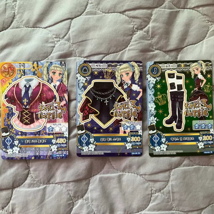[BUNJANG] Aikatsu YURIKA Rurigo Gothic Holigoat Block Check Card Set / 아이카츠 유리카 로리고딕 홀리고트, 블록체크 조각
