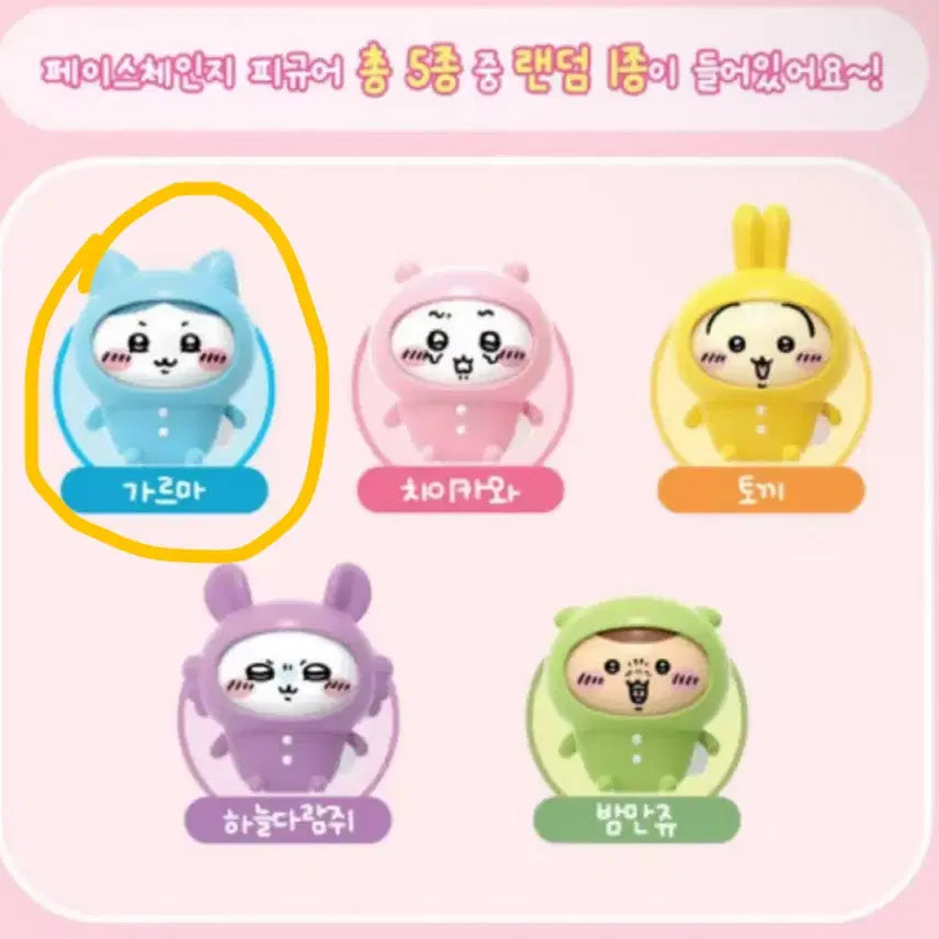 [BUNJANG] Chiikawa Cheeks Change Random Figure Hachiwara / 치이카와 먼작귀 페이스체인지 랜덤 피규어 가르마 하치와레