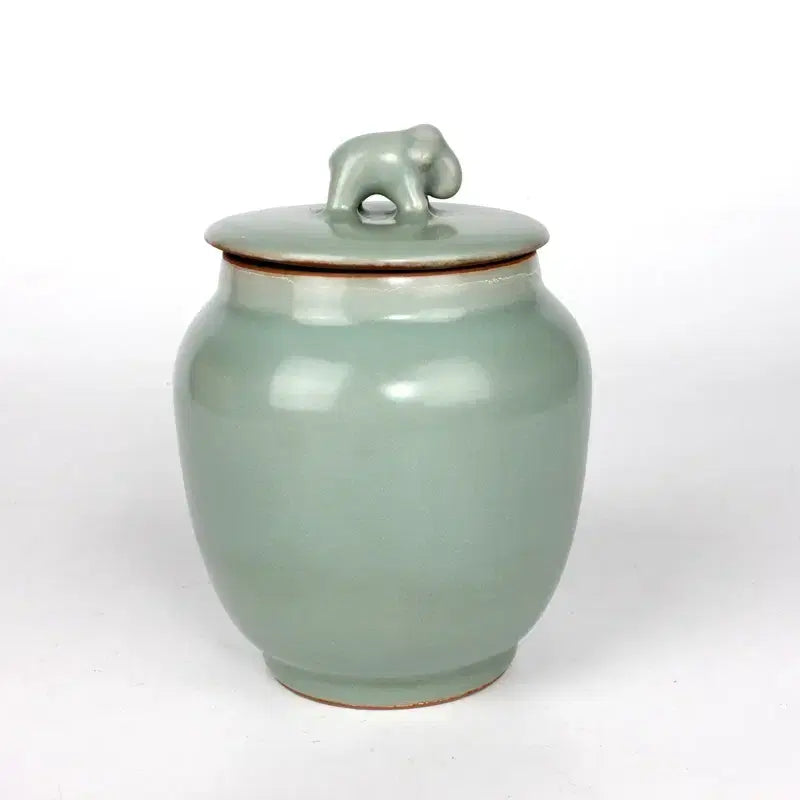 [BUNJANG] Yongcheon Kiln Buncheong Stoneware Elephant Lid Jar / 용천요 분청유코끼리단추뚜껑 항아리. 이벤트