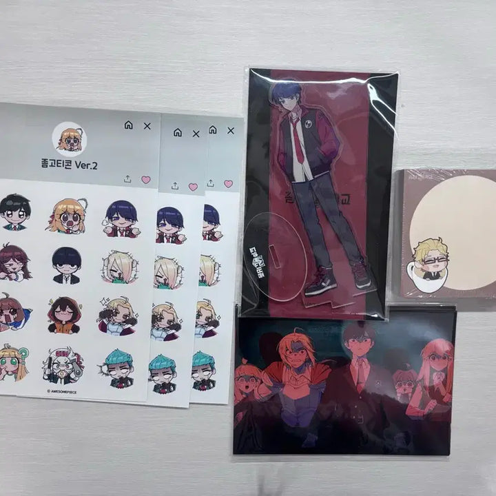 [BUNJANG] Zombie High Reboot Kim Junho Acrylic Stand, Sticker, Postcard, Memo Pad Bundle Set / [일괄, 마지막 가격] 좀비고 리부트 김준호 아크릴, 스티커, 엽서, 메모지