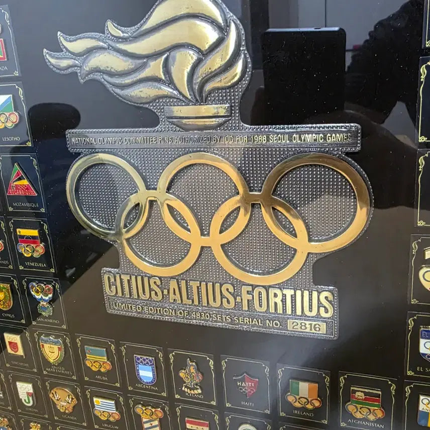 [BUNJANG] 1988 Seoul Olympics Participating Nations Commemorative Badge Collection Frame / 88올림픽 참가국 기념 뱃지 컬렉션 액자