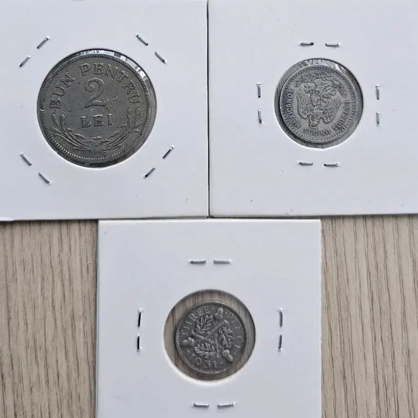 [BUNJANG] Lot of 3 Antique Silver Coins (Romania, Mexico, UK) / (통용은화) 근대 은화 3점  일괄