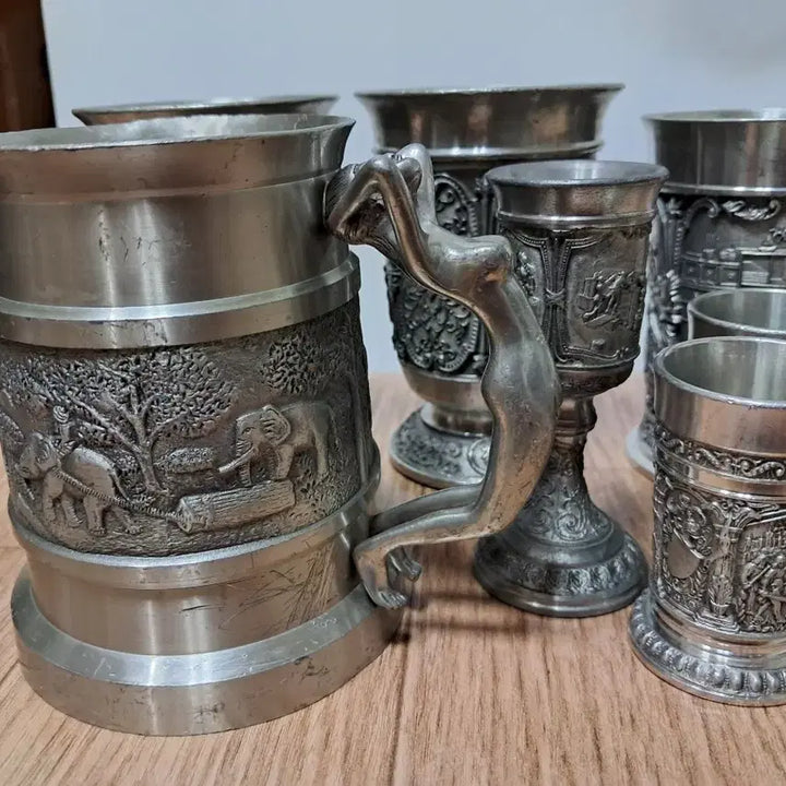 [BUNJANG] Pewter Cups and Goblets Bundle Set / 주석잔일괄
