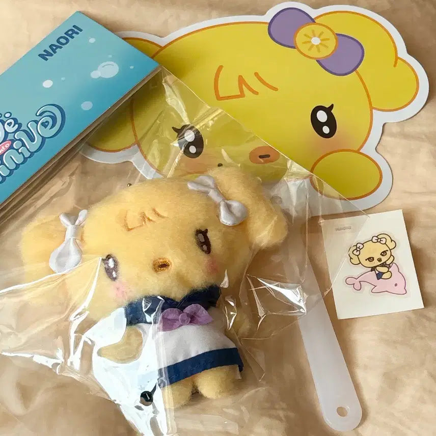 [BUNJANG] MiniB Pop-Up Nao-ri Marine Doll Fan Set / 미니브 팝업 나오리 마린 인형 부채 띠부씰 세트