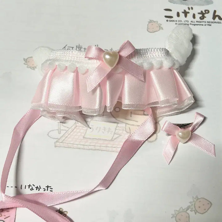 [BUNJANG] 10cm Doll Clothes Angel Wings Pink Ribbon Heart Set / 새상품 10cm 인형 옷, 천사 날개 엔젤 핑크 리본 하트 인형 옷 세트