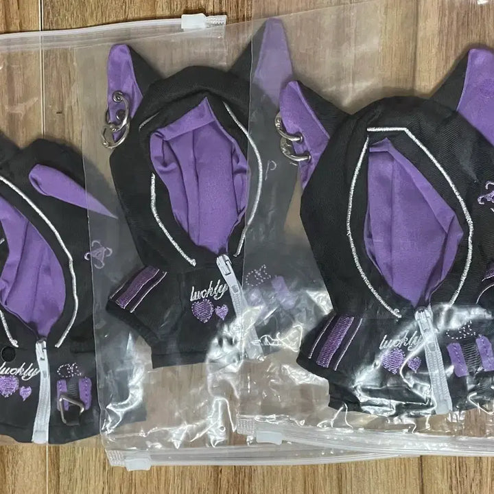 [BUNJANG] 10cm Doll Clothes Cat Purple Plush Hood Cape / 10cm 인형 옷 고양이 보라색 누이 의상 후드 망토 새상품 사이버펑크