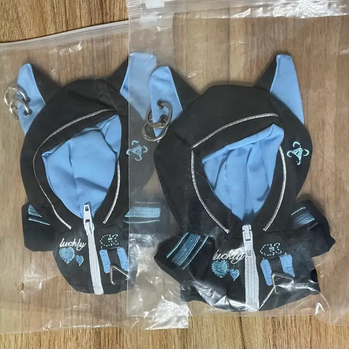 [BUNJANG] 10cm Doll Clothes Cat Sky Blue Hooded Cloak / 10cm 인형 옷 고양이 하늘색 누이 의상 후드 망토 새상품 사이버펑크