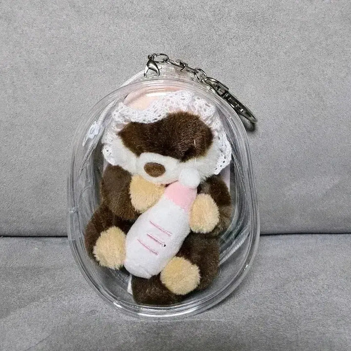 [BUNJANG] Baby Raccom Case 8cm Keyring Doll Dark Brown / 정품 베이비 랏코상 다크브라운 케이스 8cm 키링 인형