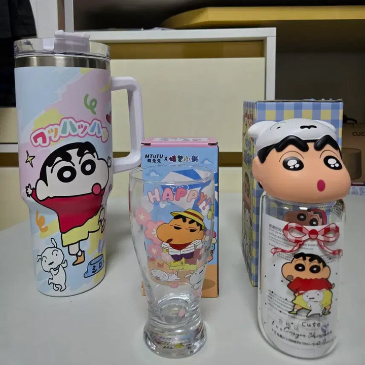 [BUNJANG] Crayon Shin-chan Tumbler &amp; Glass Set / 짱구는 못말려 텀블러 &amp; 유리잔 세트