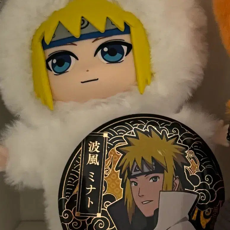 [BUNJANG] Naruto Minato Plush Keychain &amp; Can Badge Bundle / 나루토 미나토 키튼랜드 인형 키링 캔뱃지 일괄 판매