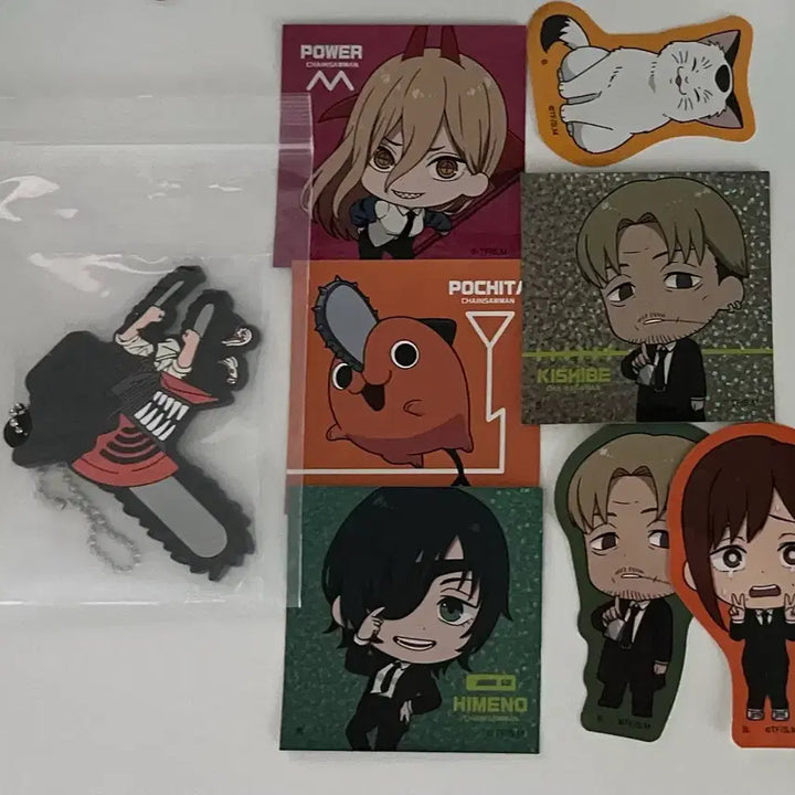 [BUNJANG] Chainsaw Man Lottery Keychain + Stickers (11 pcs) / 체인소맨 쿠지 키링+스티커 11장