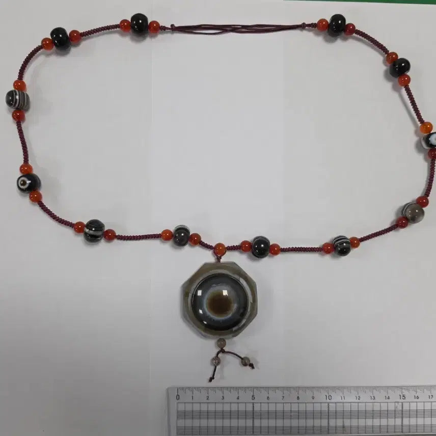 [BUNJANG] 13-Eyed Banded Agate "Heavenly Eye" Necklace / 13안 대형 천안석 마노 원석 목걸이