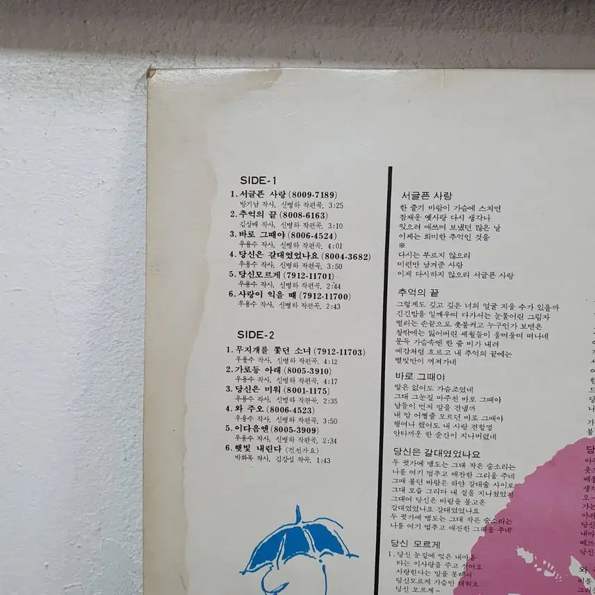 [BUNJANG] Joo Jung Song Collection LP 1981 Shin Byung-ha Arrangement Collection / 주정이 노래모음 LP 1981 신병하작편곡집. 귀한음반