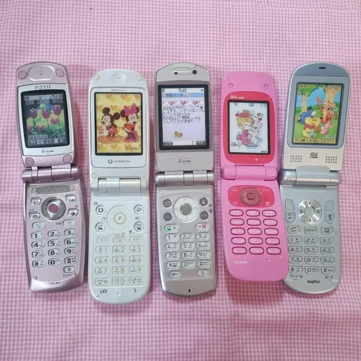 [BUNJANG] Vintage Lot Disney Winnie the Pooh Mickey Mouse Lenticular Mock-up Phone Models / 레어 일괄 고전 목업폰 갸루폰 휴대폰 모형폰 디즈니 푸우 미니마우스