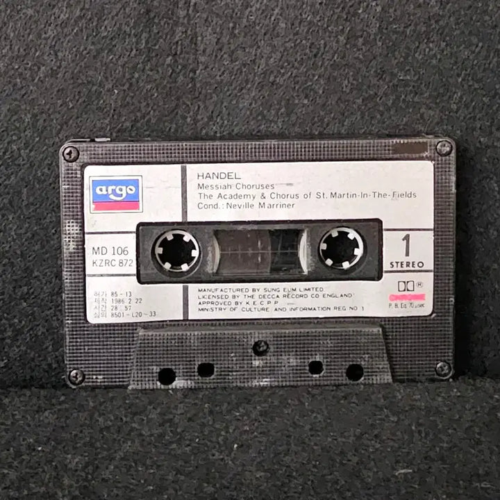[BUNJANG] Handel Messiah Chorus Neville Marriner Argo Cassette Tape / 헨델 메시아 코러스 Neville Marriner Argo 카세트 테이프