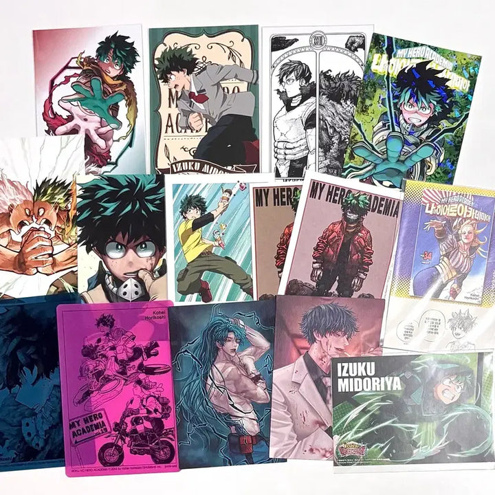 [BUNJANG] My Hero Academia Izuku Midoriya Limited Edition Fan &amp; Unofficial Postcards Bundle / 급처 ) 히로아카 나히아 미도리야 이즈쿠 한정판 부채 특전 엽서 비공식 엽서 폴라로이드 일괄