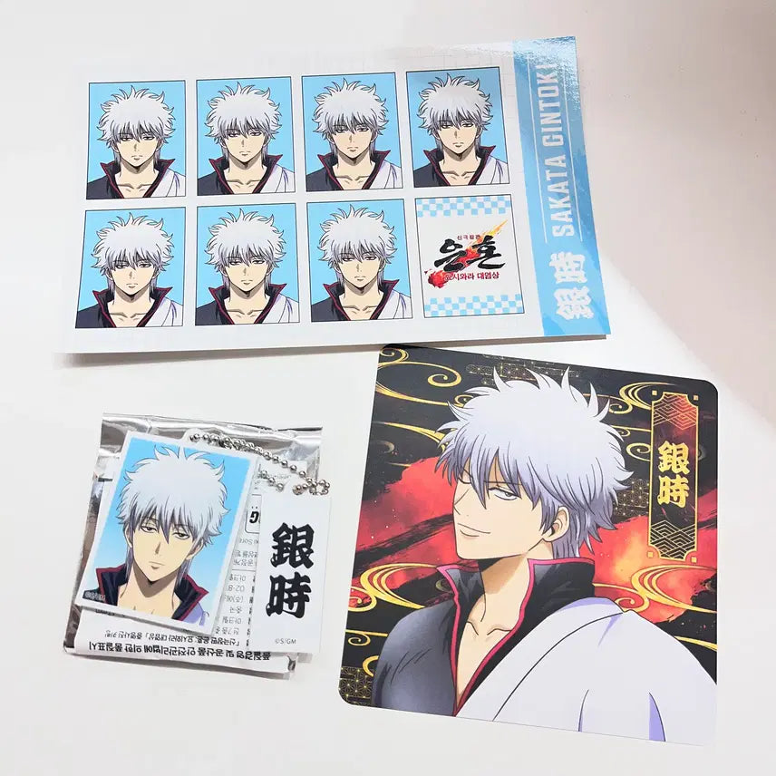 [BUNJANG] Gintama Gintoki Yoshiwara Pop-up Store 3-Piece Set (Proof Photo, Keyring, Coaster) / 특전)은혼 요시와라 팝업 사카타 긴토키 증명사진, 키링, 코스터 3종 세트