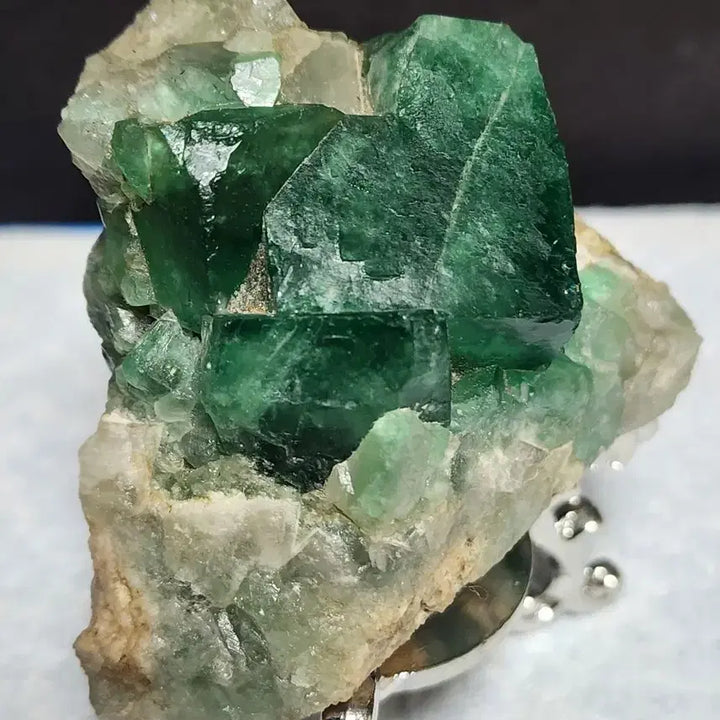 [BUNJANG] Natural Fluorite Crystal Cluster with Stand / 천연크리스탈 녹색형석 클러스터 원석+받침대