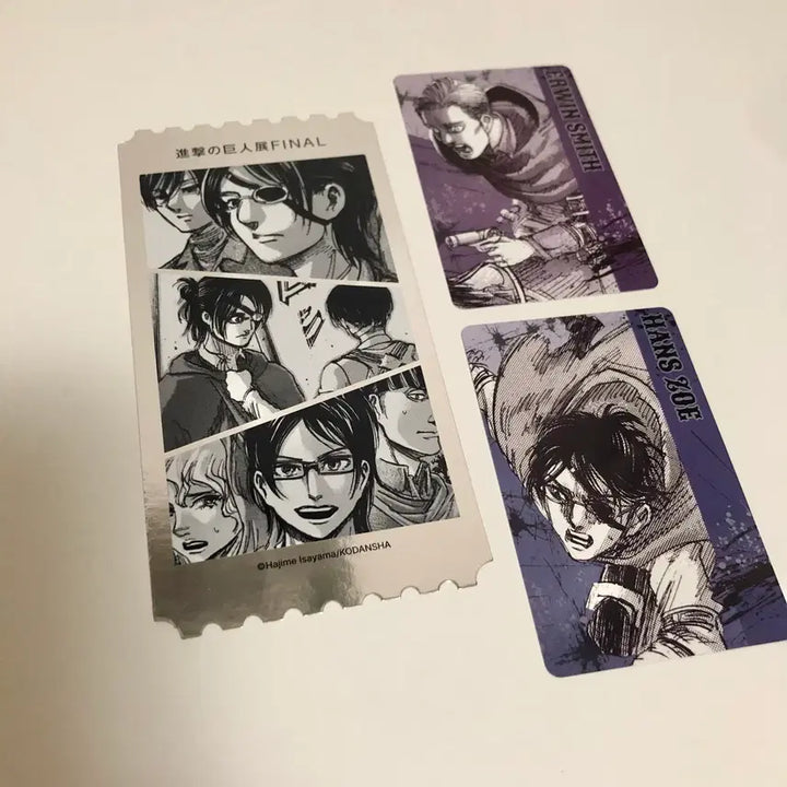 [BUNJANG] Attack on Titan Exhibition Hanji &amp; Erwin Hologram Ticket Photocard Set / 진격의거인 전시회 원가양도 한지,엘빈 홀로그램 티켓 포토카드