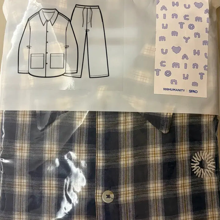 [BUNJANG] Spao 999 Humanity Everyday Check Long Sleeve Pajamas S / 미개봉) 스파오 999휴머니티 에브리데이 체크 긴팔 잠옷 파자마 S